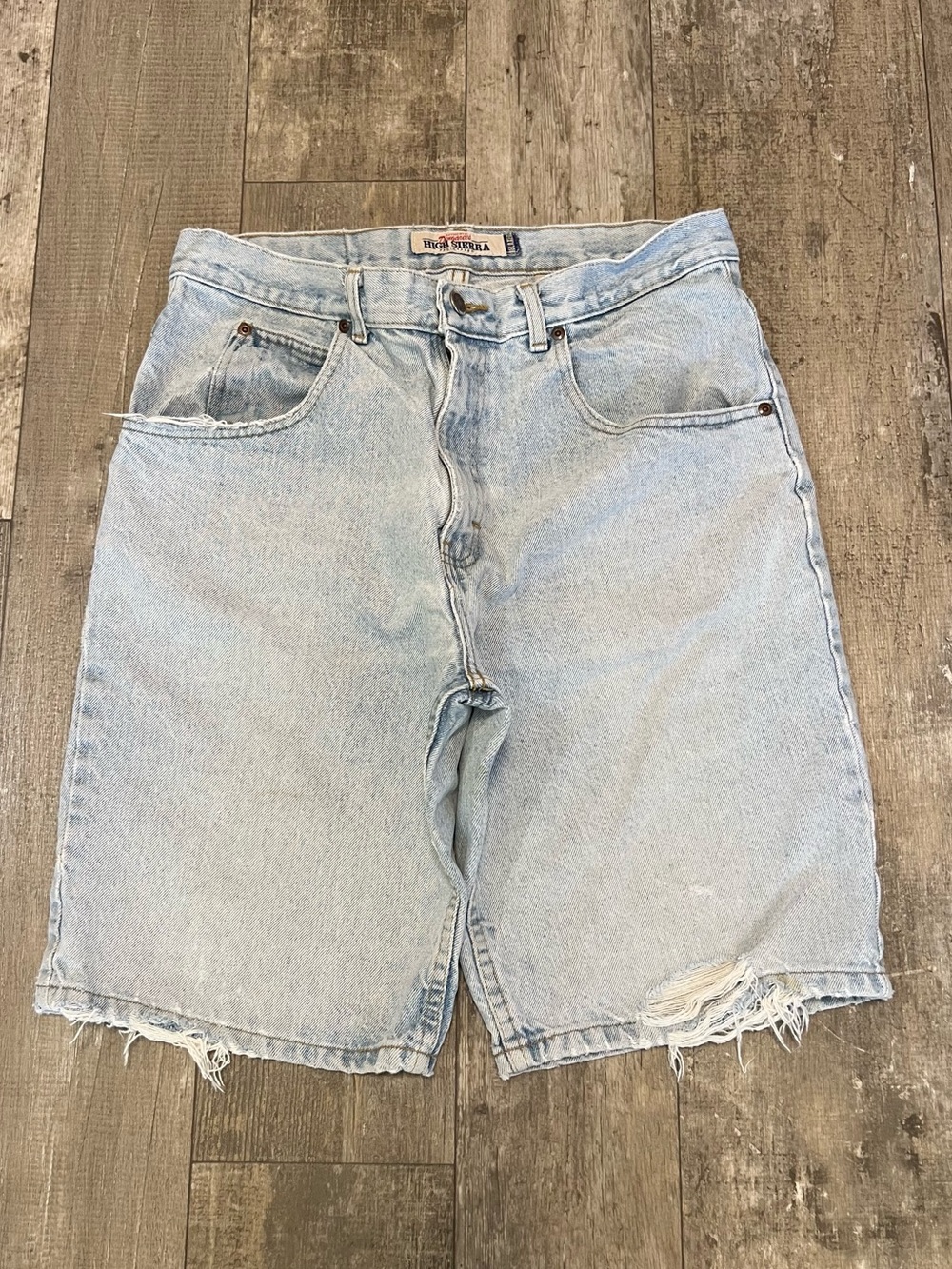 HIGH SIERRA Vintage Y2K Relaxed Dungarees Jean Shorts Mens 33 Distressed Denim